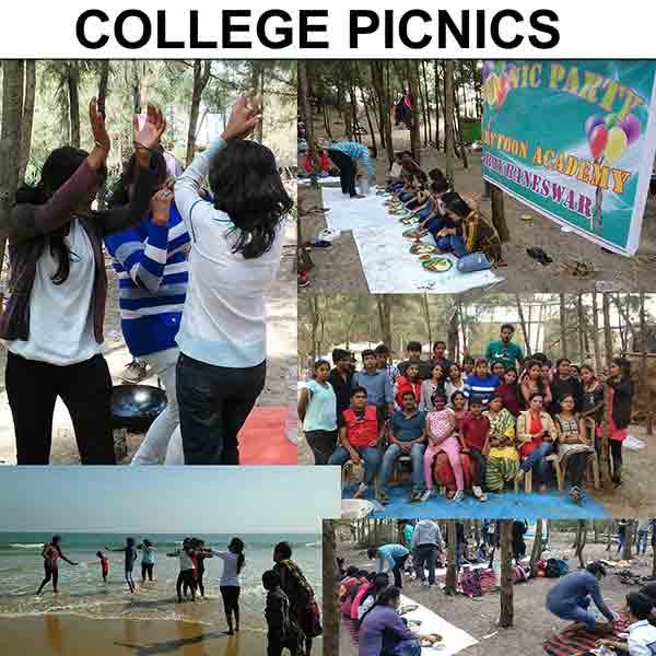 Students enjoying outdoor college picnics at Trytoon Academy, engaging in fun activities and team bonding throughout the year.
