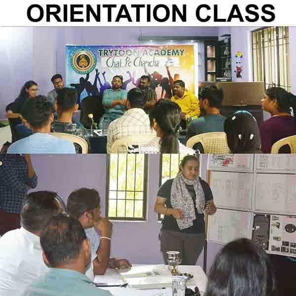 Students participating in TRYTOONIAN 360 Activities during the Classes Orientation at Trytoon Academy, Bhubaneswar—welcoming new students with creative workshops, interaction sessions, and campus introduction.